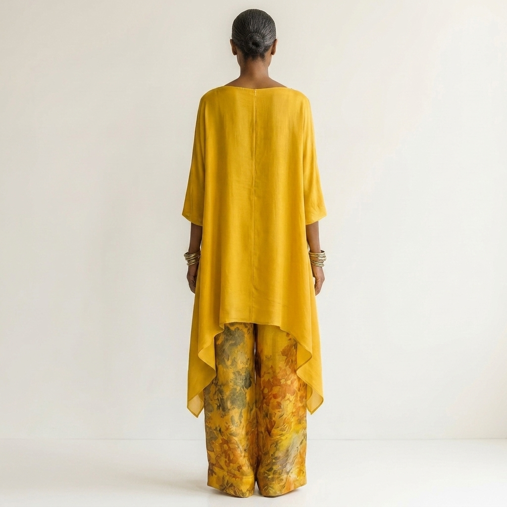 Cariola | Ensemble en coton et soie en deux pièces avec tunique asymétrique