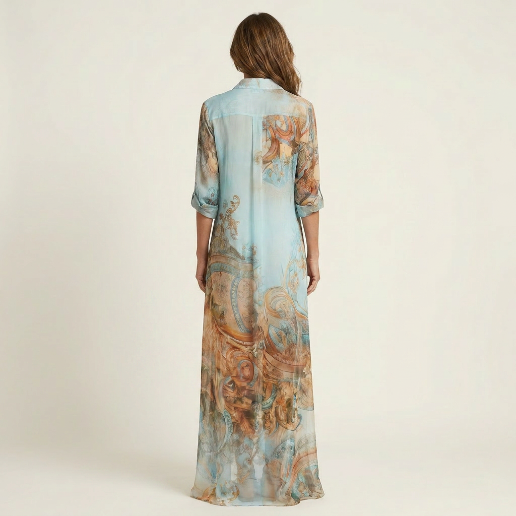 Lanie | Robe chemise en soie maxi
