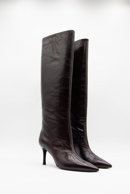 Diva Bottes en cuir bordeaux