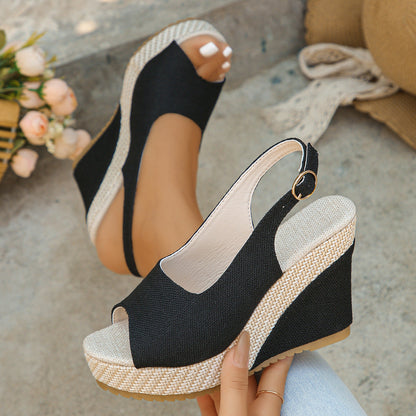 Sandales slingback en lin Isabelle