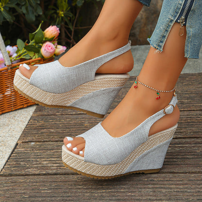 Sandales slingback en lin Isabelle