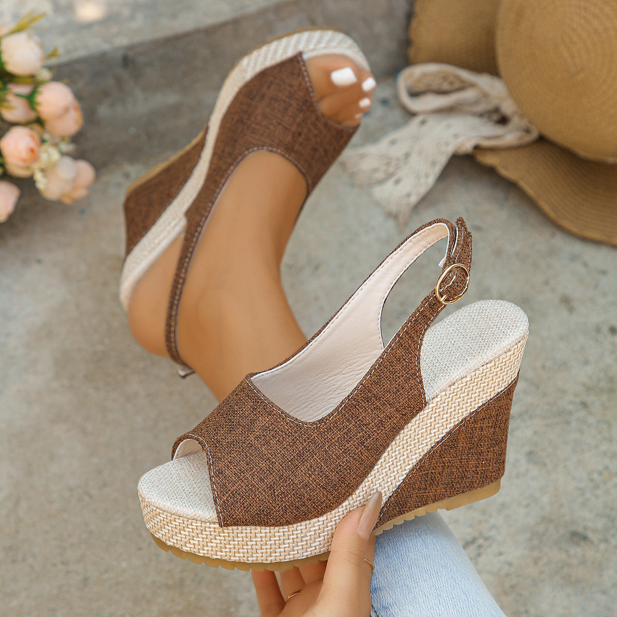 Sandales slingback en lin Isabelle