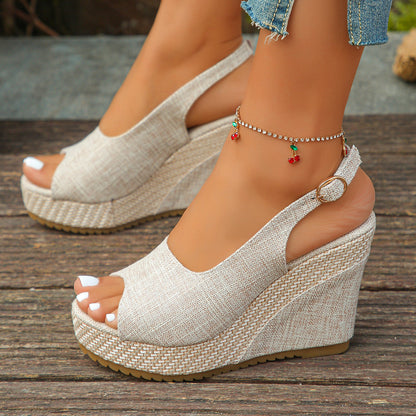 Sandales slingback en lin Isabelle
