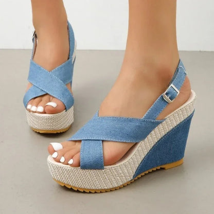 Sandales à plateforme en denim Maya