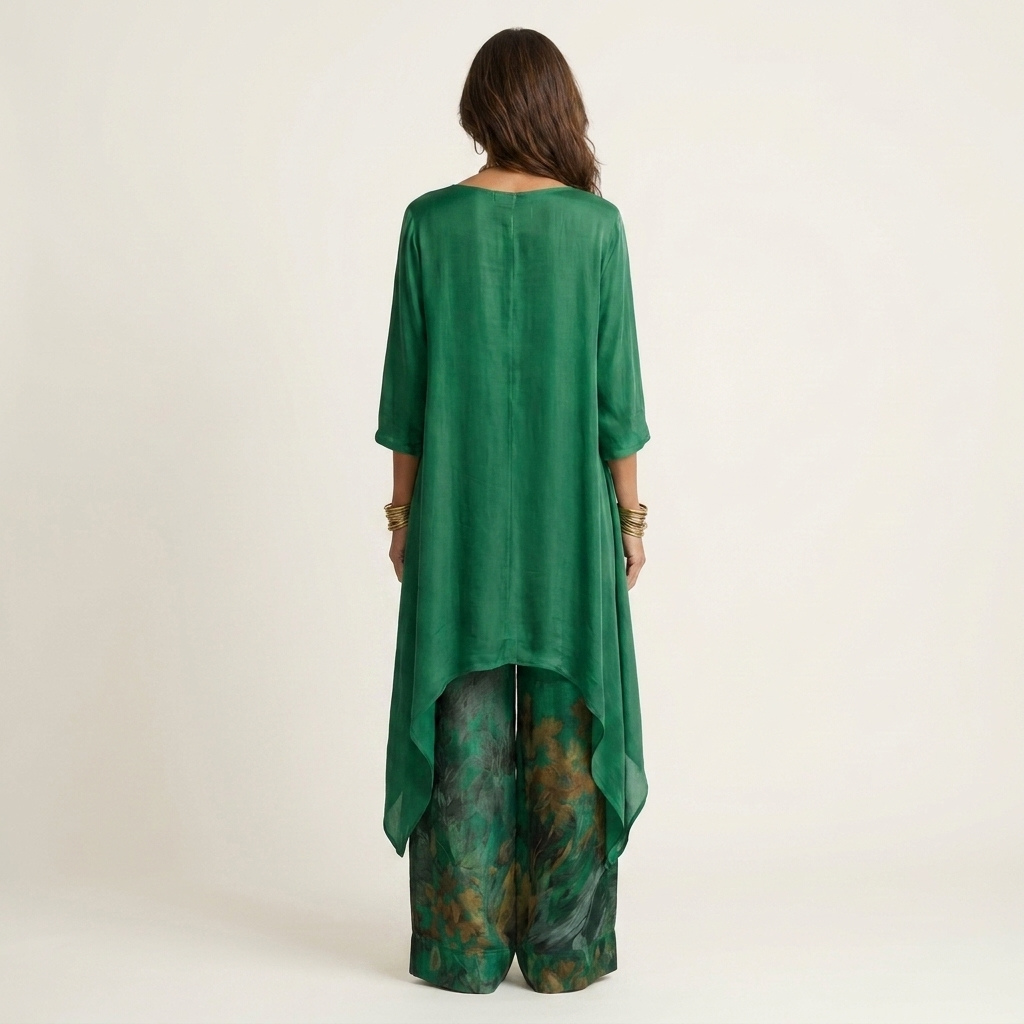 Cariola | Ensemble en coton et soie en deux pièces avec tunique asymétrique