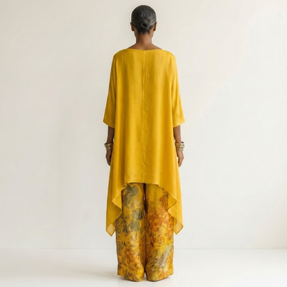 Cariola | Ensemble en coton et soie en deux pièces avec tunique asymétrique