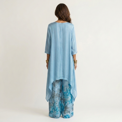Cariola | Ensemble en coton et soie en deux pièces avec tunique asymétrique